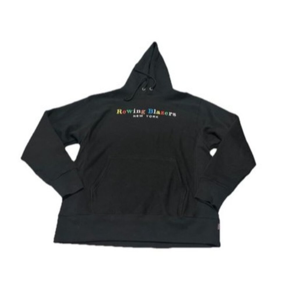 Rowing Blazers New York Men’s Black Spellout Logo Hoodie Sweatshirt Large